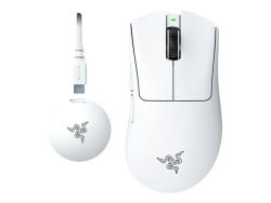 Razer DeathAdder V4 Pro - Mus - ergonomisk - høyrehendt - optisk - 6 knapper - trådløs, kablet - USB - hvit