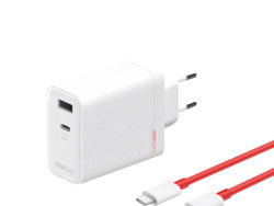 OnePlus SUPERVOOC - 120 watts strømadapter - doble porter - VOOC, hurtiglading, PD/PPS - 2 utgangskontakter (USB, 24-pins USB-C)