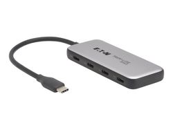 Eaton Tripp Lite series 4-Port USB-C Hub, USB 3.2 Gen 2 (10 Gbps), 4x USB-C Ports, 100W PD Charging, Thunderbolt 3 Compatible, Gray - Hub - 4 x USB...