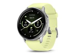 Garmin Venu 4 - 45 mm - sølvfarget - smartklokke med bånd - silikon - sitron - håndleddstørrelse: 135-200 mm - display 1.4" - 8 GB - Bluetooth, ANT...