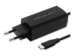 Qoltec - USB-C strömadapter - 3-4,5A, 5-20V, GaN, USB-C 3.1 - AC 220-240 V - 90 Watt - svart