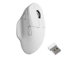 Keychron M7 - Vertikal mus - ergonomisk - optisk - trådlös, kabelansluten - 2.4 GHz, Bluetooth 5.3, USB-C - vit