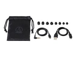 Audio-Technica QuietPoint ATH-ANC100BT - Ørepropper med mikrofon - i øret - Bluetooth - trådløs - aktiv støydemping - 3,5 mm jakk - svart