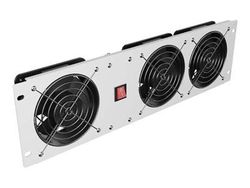 Lanberg - Fläktpanel för rack (vertikal) - med tre fläktar - AC 230 V - RAL7035, grå - 3U - 19"