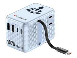 Verbatim Charge 'n' Travel - Strømadapter - GaN III, universal, with retractable USB-C cable - 100 watt - 10 A - QC 4.0+, QC 3.0, Fast Charge, Powe...