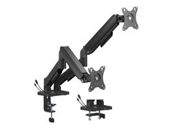 Gembird - Monteringssett (bordmonteringsarm) - justerbar arm - for 2 LCD/plasma-paneler - USB ports - stål, plastikk - finteksturert svart - skjerm...