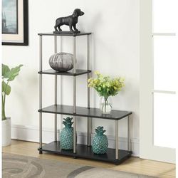 "Multi Shelf "L" Bookshelf in Black Finish - Convenience Concepts 151077"