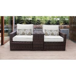 kathy ireland Homes & Gardens River Brook 3 Piece Outdoor Wicker Patio Furniture Set 03b in Snow - TK Classics River-03B-Snow