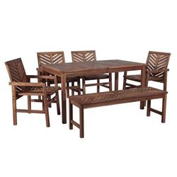 6-Piece Chevron Outdoor Patio Dining Set in Dark Brown - Walker Edison OW6DGVINDB