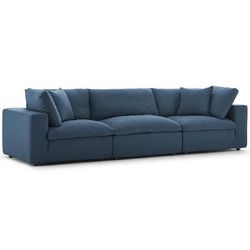 Commix Down Filled Overstuffed 3-Pc Sectional Sofa Set in Azure - East End Imports EEI-3355-AZU