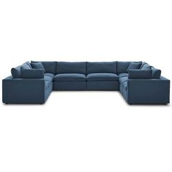 Commix Down Filled Overstuffed 8-Pc Sectional Sofa Set in Azure - East End Imports EEI-3363-AZU