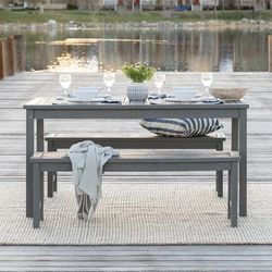 3-Piece Simple Outdoor Patio Dining Set in Grey Wash - Walker Edison OW3SDTGW