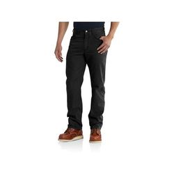 Carhartt Men's Rugged Flex Relaxed Fit Canvas 5 Pocket Work Pants, Black SKU - 190086