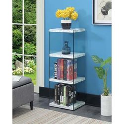 SoHo 4 Tier Tower Bookcase in White Faux Marble - Convenience Concepts 131544WM