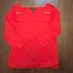 Ralph Lauren Tops | 3/4 Sleeve Pullover Top | Color: Orange | Size: L