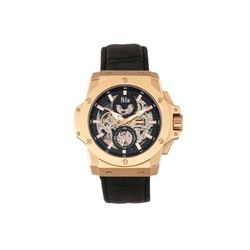Reign Commodus Automatic Skeleton Leather-Band Watch Rose Gold/Black One Size REIRN4005