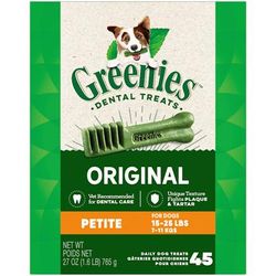 Original Petite Natural Dog Dental Care Chews Oral Health Dog Treats, 27 oz., Count of 45