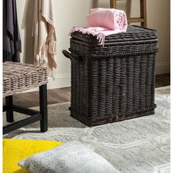 Sidonie Wicker Storage Hamper in Dark Brown - Safavieh SEA7020B