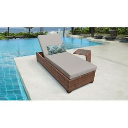 Laguna Chaise Outdoor Wicker Patio Furniture w/ Side Table in Beige - TK Classics Laguna-1X-St-Beige