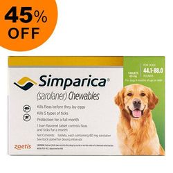 Simparica For Dogs 44.1-88 Lbs (Green) 3 Pack - Get 45% Off Today