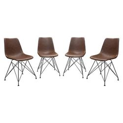 Theo Set of (4) Dining Chairs in Chocolate Leatherette w/ Black Metal Base - Diamond Sofa THEODCCH4PK