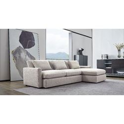 Arcadia 2PC Reversible Chaise Sectional w/ Feather Down Seating in Cream Fabric - Diamond Sofa ARCADIACM2PC