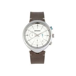 Breed Tempest Chronograph Leather-Band Watch w/Date Grey/White One Size BRD8602