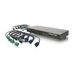 IOGEAR 8-Port USB PS/2 Combo KVMP Switch With USB KVM Cables GCS1808KITU