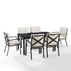 Kaplan 7Pc Outdoor Metal Dining Set Oatmeal/Oil Rubbed Bronze - Table & 6 Chairs - Crosley KO60020BZ-OL