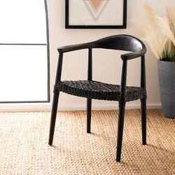 Juneau Leather Woven Accent Chair in Black - Safavieh ACH1003D
