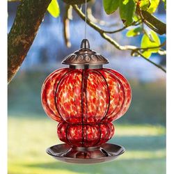 1-800-Flowers Home Decor Outdoor Garden Outdoor Garden Decor Delivery Unique Blown Art Glass Feeder W/ Seed Unique Blown Art Glass Birdfeeder