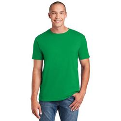 Gildan G640 Adult Softstyle T-Shirt in Irish Green size Large | Ringspun Cotton 64000, G64000