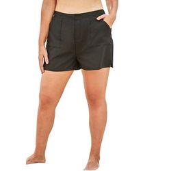 Plus Size Women's Cargo Swim Short with Built-In Brief by Swim 365 in Black (Size 28) Swimsuit Bottoms