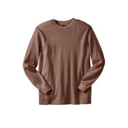 Men’s Big & Tall Waffle-knit Thermal Crewneck Tee by KingSize in Heather Brown (Size XL) Long Underwear Top