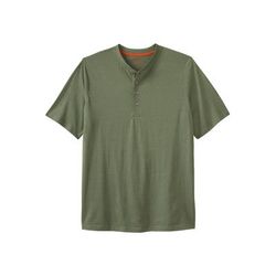 Men’s Big & Tall Heavyweight Short-Sleeve Henley Shirt by Boulder Creek in Heather Moss (Size 3XL)