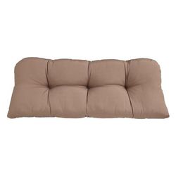 BH Performance Fabric Tufted Wicker Settee Cushion by BrylaneHome in Khaki Thick Patio Outdoor Bench Sofa Loveseat Padding