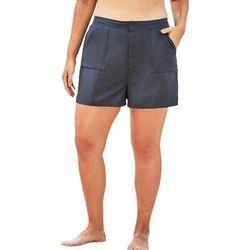 Plus Size Women's Cargo Swim Short with Built-In Brief by Swim 365 in Navy (Size 16) Swimsuit Bottoms