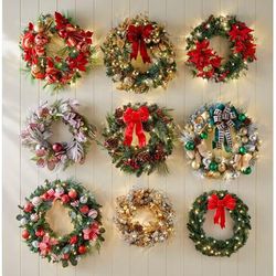 28" Pre-Lit Ribbon Wreath by BrylaneHome in Multi Christmas Wreath