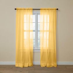 BH Studio Sheer Voile Rod-Pocket Panel Pair by BH Studio in Daffodil (Size 120"W 108"L) Window Curtains