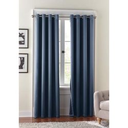 Wide Width BH Studio Room-Darkening Grommet Panel by BH Studio in Smoke Blue (Size 54" W 63" L) Window Curtain