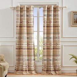 Wide Width Phoenix Tan Curtain Panel Pair by Barefoot Bungalow in Tan (Size 84" W 84" L)