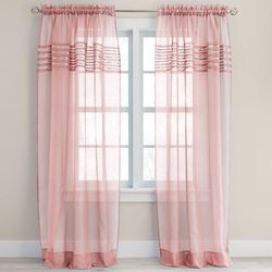 Wide Width BH Studio Sheer Voile Pleated Rod-Pocket Panel by BH Studio in Pale Rose (Size 56" W 72" L) Window Curtain
