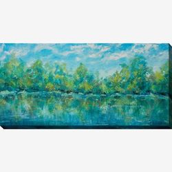 Blue Sky Pond Wall Art by West Of The Wind in Blue