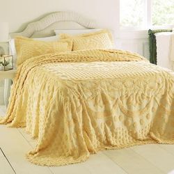 Georgia Chenille Bedspread by BrylaneHome in Sunshine Yellow (Size FULL)