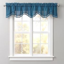BH Studio Sheer Voile Layered Valance by BH Studio in Dark Turquoise Window Curtain