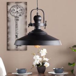 Industrial Bell Pendant Lamp by SEI Furniture in Matte Black