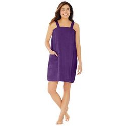 Plus Size Women's Dreams & Co.® Terry Towel Wrap by Dreams & Co. in Rich Violet (Size 38/40) Robe