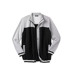 Men's Big & Tall Coaches Collection Baseball-Inspired Jacket by KingSize in Black (Size L)