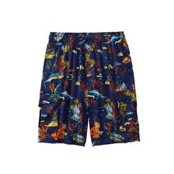 Men's Big & Tall 8" Flex Cargo Swim Trunks by KS Island in Tropical Fish (Size 3XL)