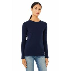 Bella + Canvas B6500 Women's Jersey Long-Sleeve T-Shirt in Navy Blue size Small | Ringspun Cotton 6500
